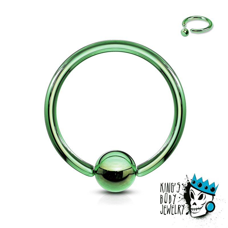 Green Captive Bead Rings (18 gauge – 14 gauge) 18 g 5/16″