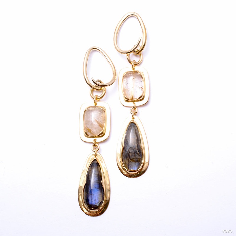 Labradorite and Rutilated Quartz Dangles from Diablo Organics