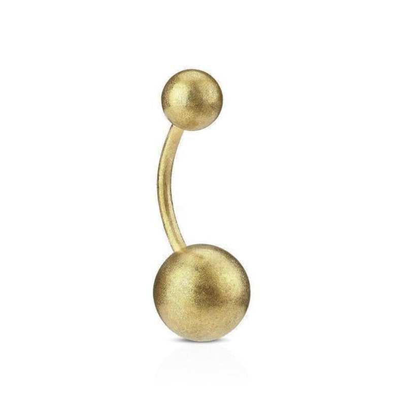 Matt Gold IP Belly Bar 16G 14G 16G 10mm 5x8mm