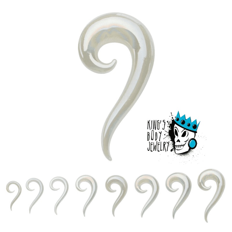 Metallic White Marbleized Glass Spiral Tails (4 gauge – 1/2 inch) 4 g