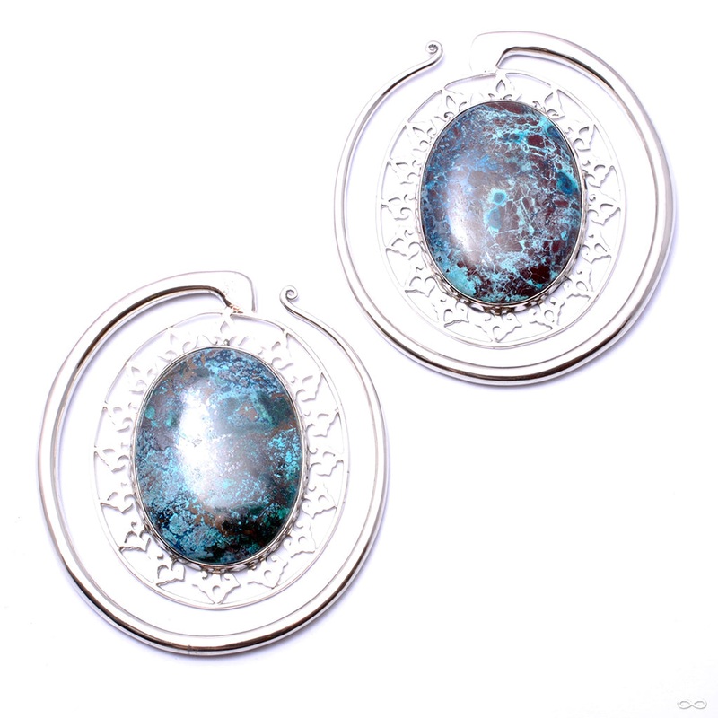 Oval Puj Ju Hoops with Chrysocolla from Diablo Organics