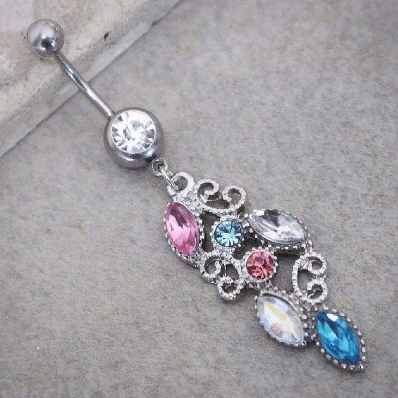 Peacock Tail Belly Button Rings