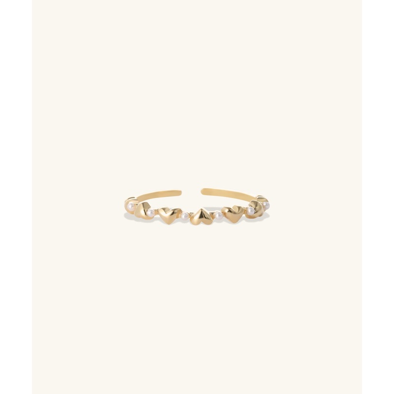 Pearly Heart Ring Gold