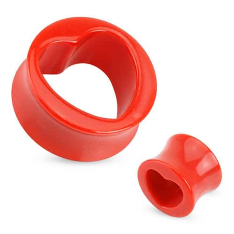 Red Acrylic Heart Tunnels (00 gauge – 13/16 inch) 00 g