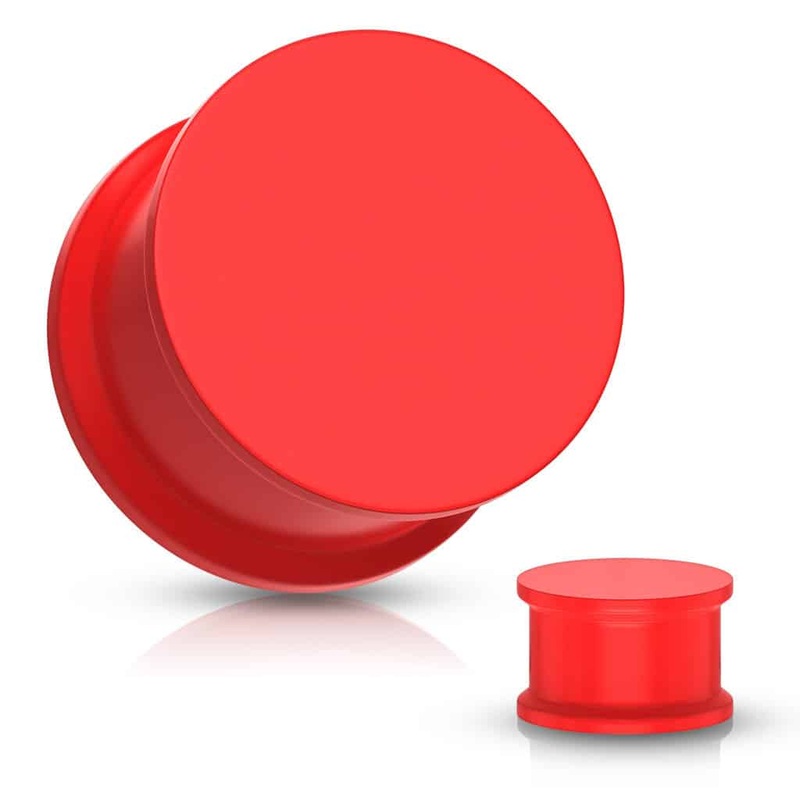 Red Solid Silicone Plugs (8 gauge – 1 inch) 8 g