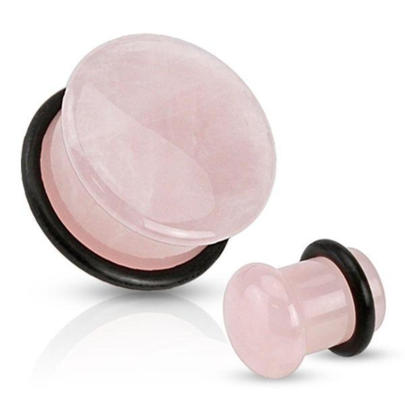 Rose Quartz Stone Dome Plug 4mm-16mm 14mm(9/16″)