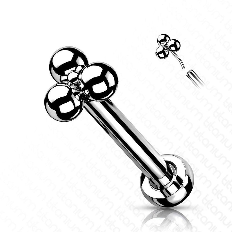 Titanium Threadless Tri Ball Labret 20G 6mm