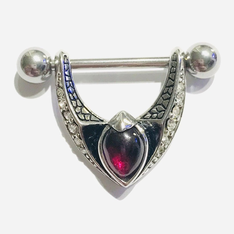 Tribal Garnet Drop Nipple Dangle