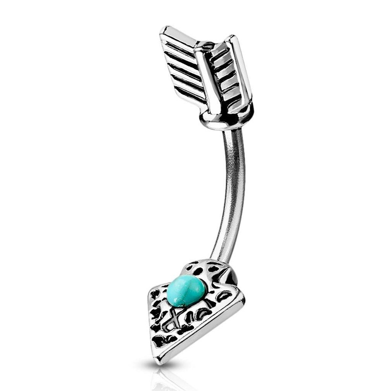 Turquoise Arrow Belly Bar 14G