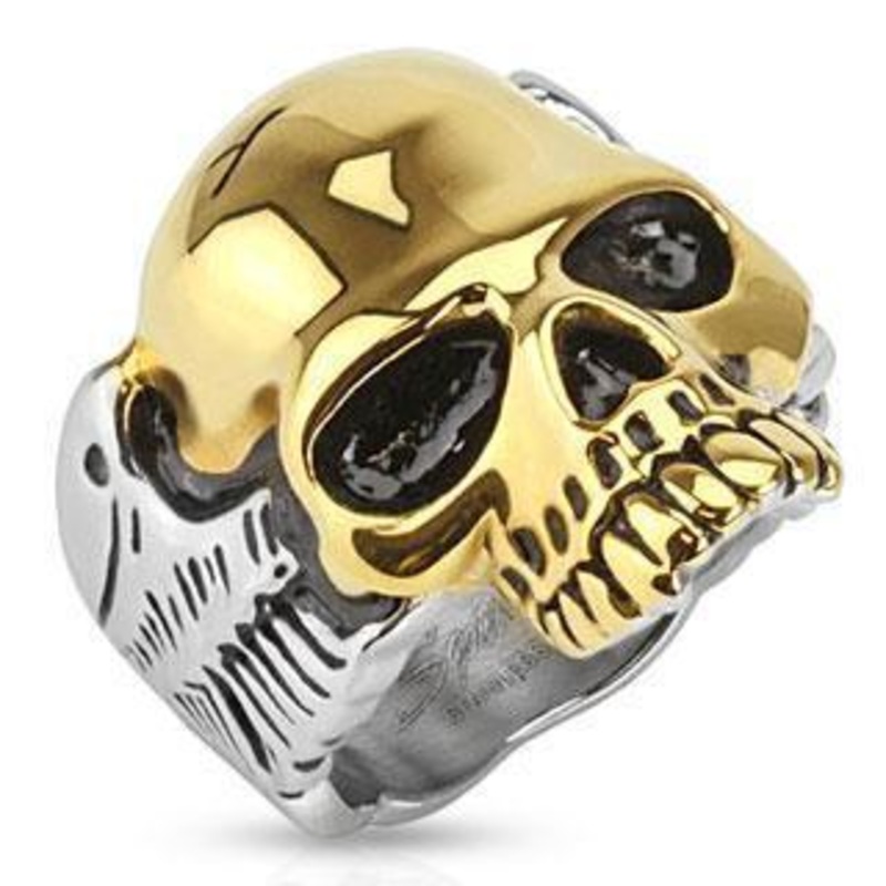 Two Tone Winged Skull Ring Size 9 (59.5mm)
