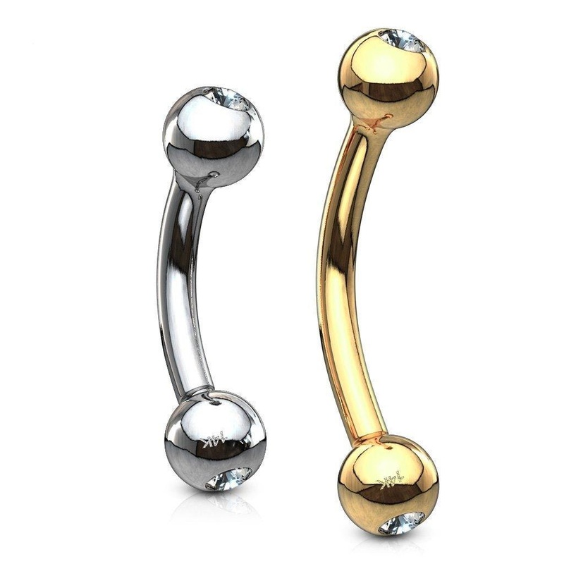 14kt Gold Gem Curve 16G 8mm White Gold