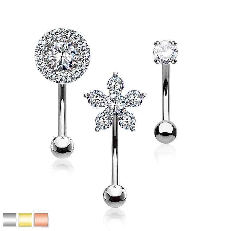 3pc Gem Curve Pack 16G 8mm (1) Gold