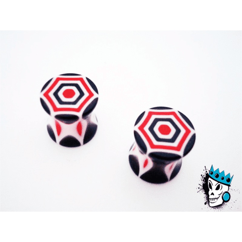 Acrylic Red/Black Plugs (00 gauge) 00 g