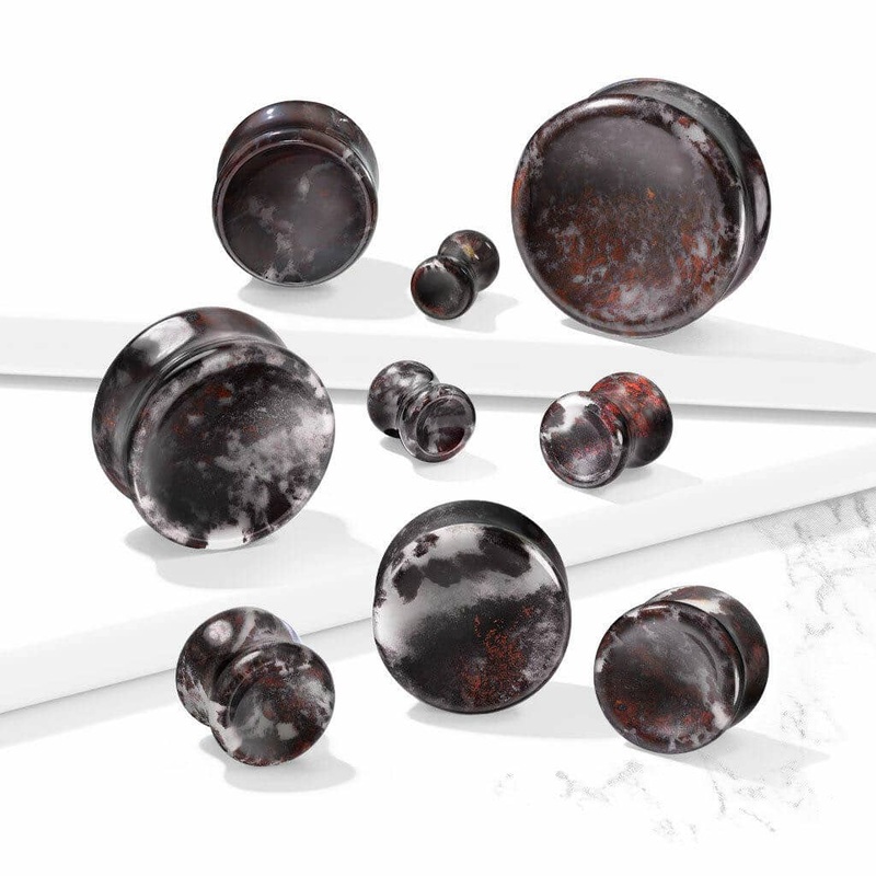 Bloodstone Concave Double Flare Stone Plugs (2 gauge – 1 inch) 2 g
