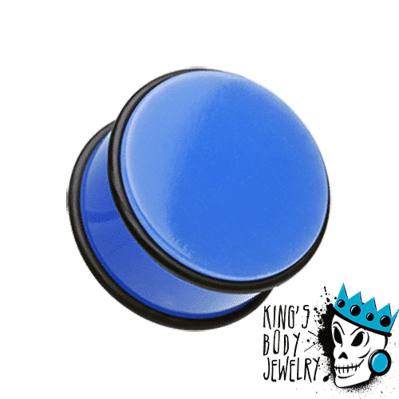 Blue Acrylic No Flare  Plugs (1 1/8 inch – 2 inch) 1 1/8 inch