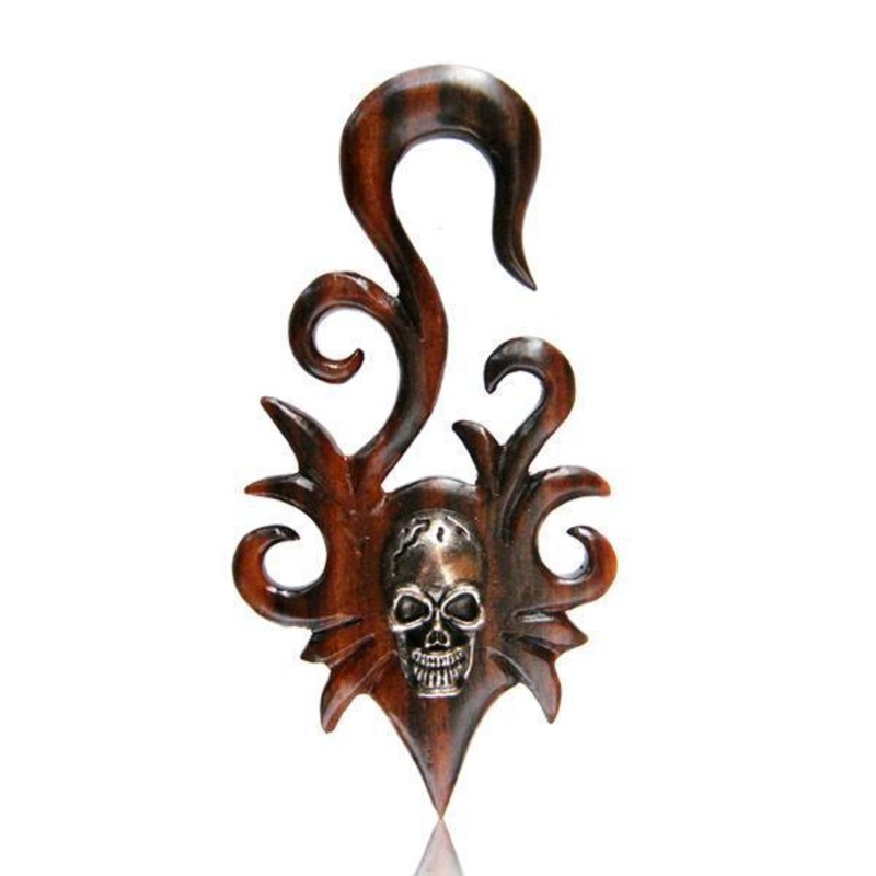 Brass Skull Wood Hanger 6mm (2G) – SINGLE