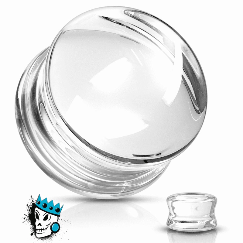 Clear Double Flare Convex Glass Plugs (2 gauge – 5/8 inch) 2 g