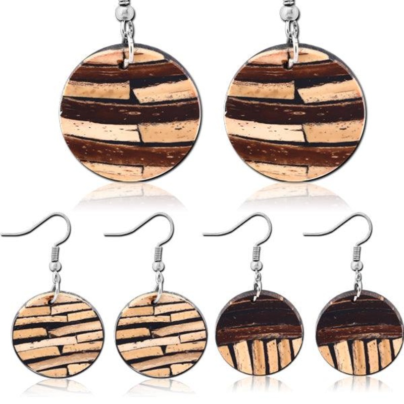 Coconut Disc Earring Hook Pair 1