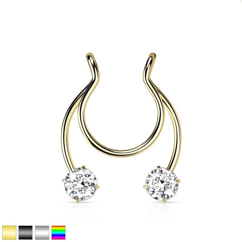 Gem Non-Piercing Nipple/Septum Dangle Black