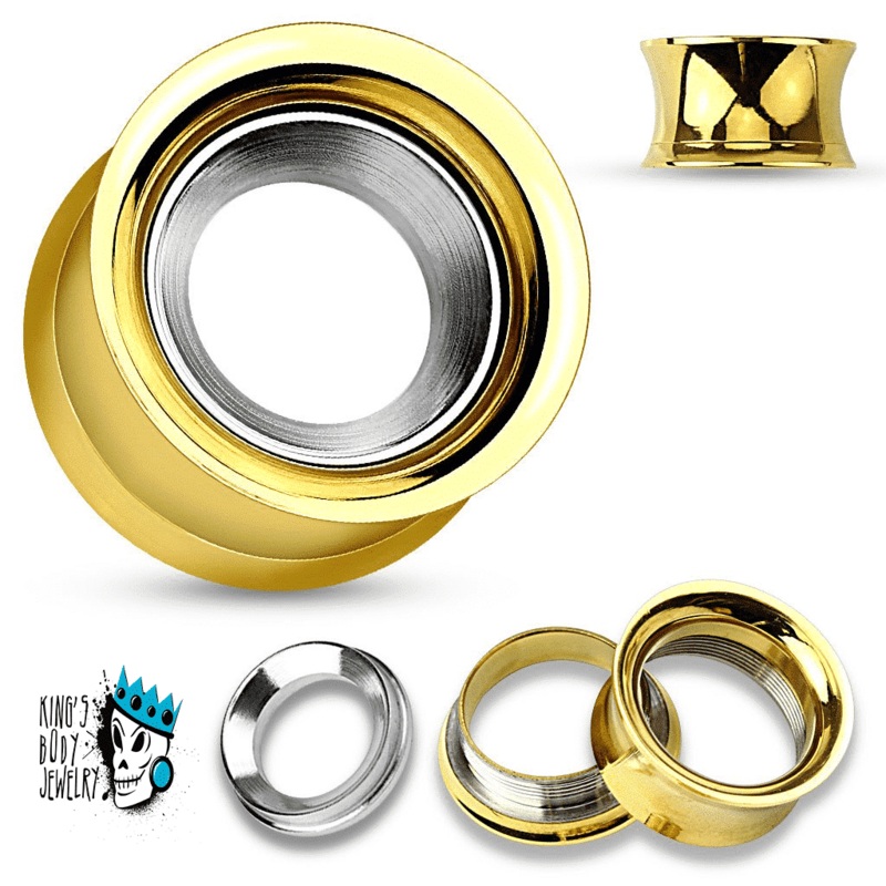 Gold Steel Inlay Eyelets (00 gauge – 1 inch) 00 g