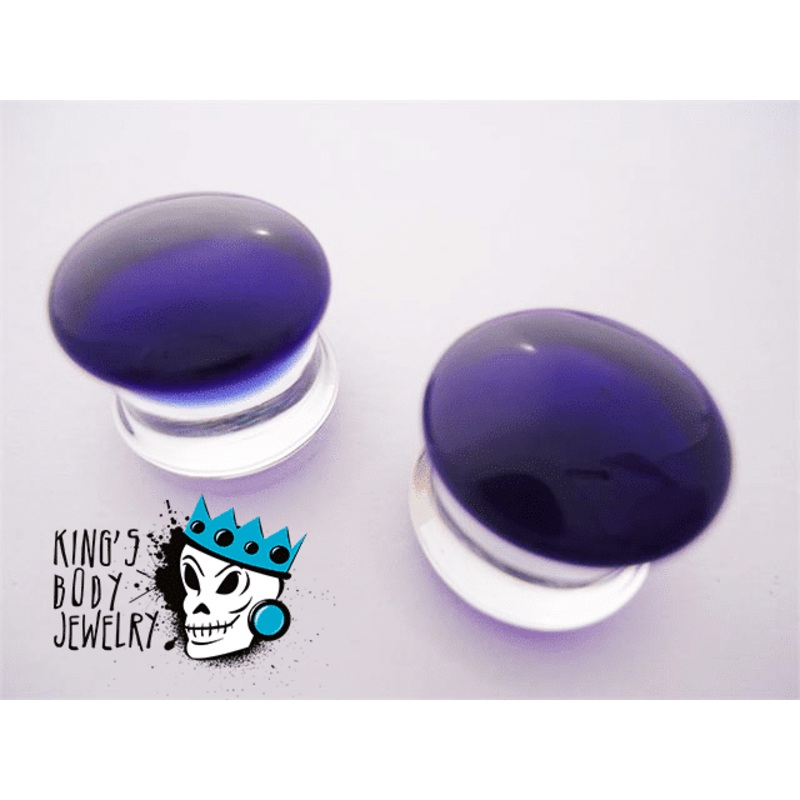 Gorilla Glass Cobalt Blue Color Front Double Flare Plugs (8 gauge – 1 inch) 8 g