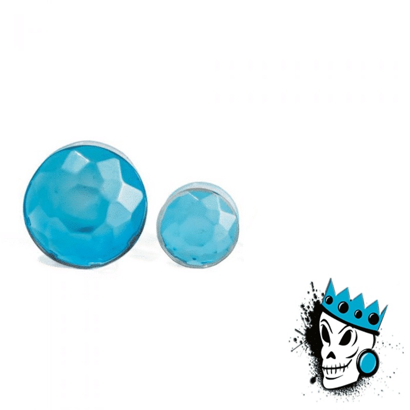 Light Blue Facet Cut Glass Plugs (6 gauge – 5/8 inch) 6 g