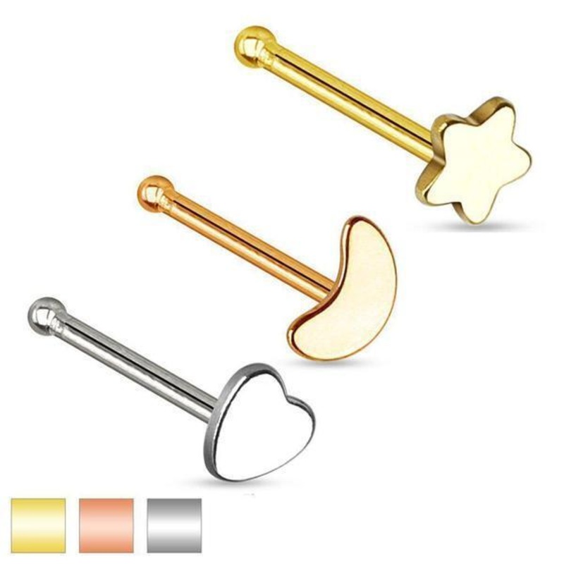 Logo Nose Bone 20G Heart Gold