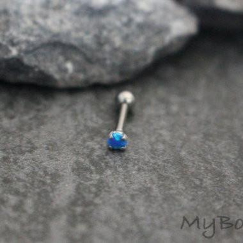 Opal 16G Internally Threaded Barbell in Blue