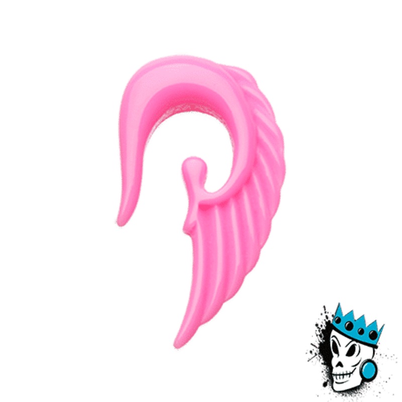 Pink Acrylic Angel Wing Hooks (14 gauge -0 gauge) 14 g