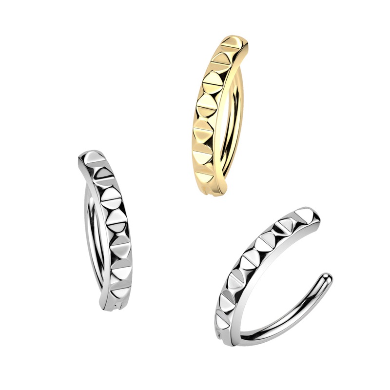 Pyramid Cut Hinged Belly Bar 14G Gold