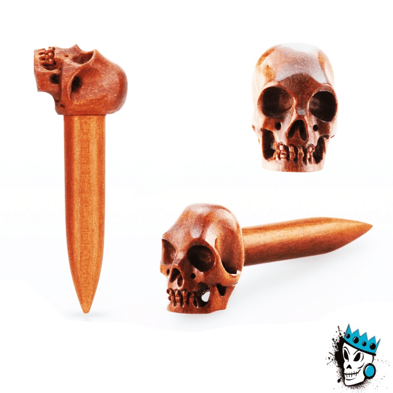 Sawo Wood Skull Tapers (6 gauge to 12 mm) 6 g