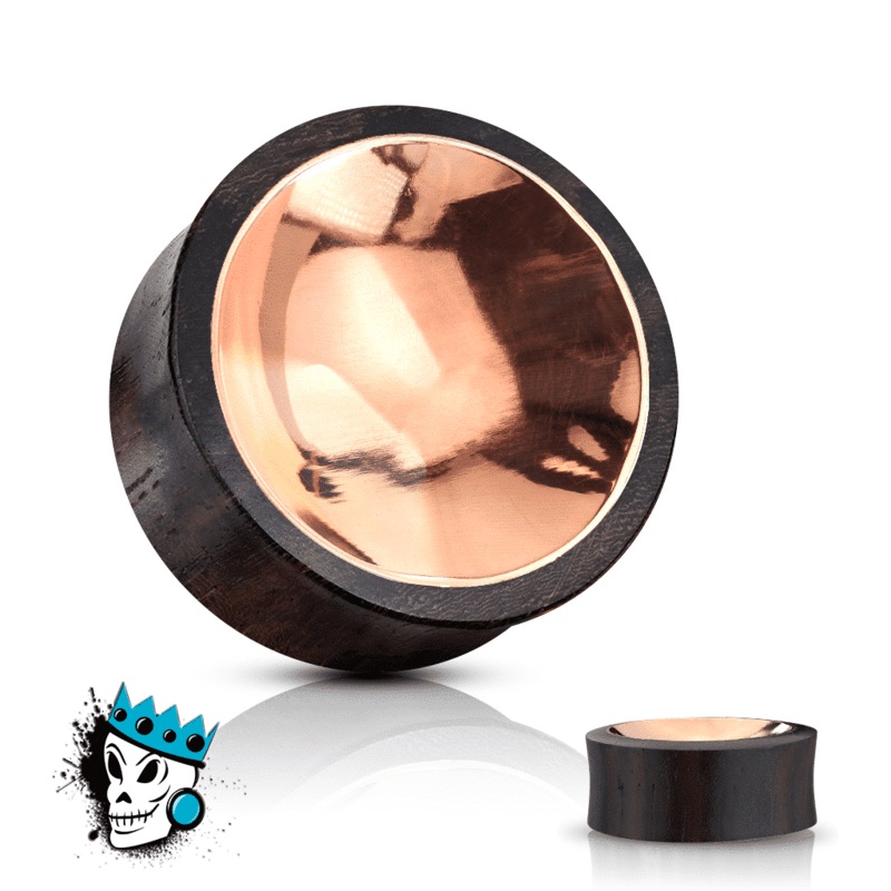 Sono Wood with Concave Copper Inlay Plugs (00 gauge – 1 inch) 00 g