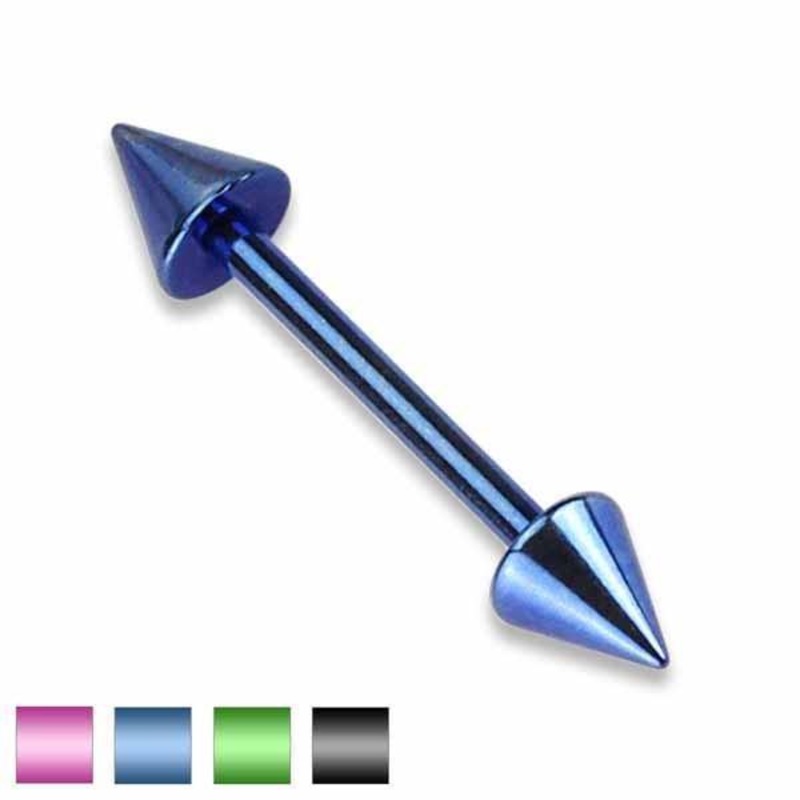 Spike Nipple Bar 14G Black