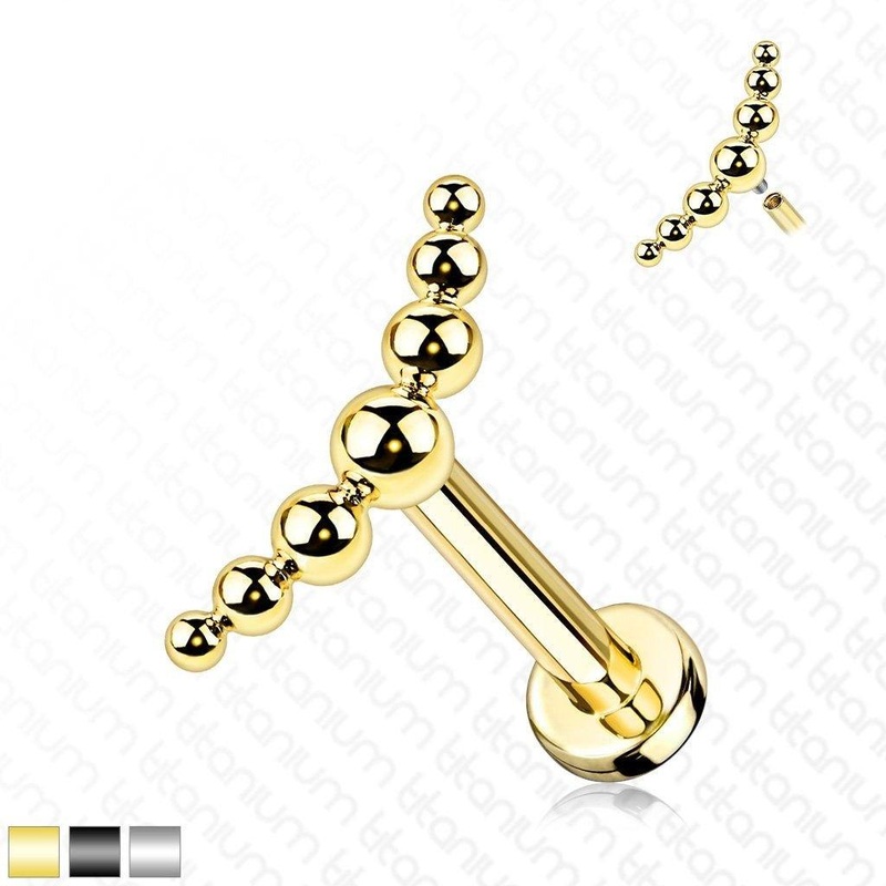 Titanium Beaded Row Labret 16G 6mm Black