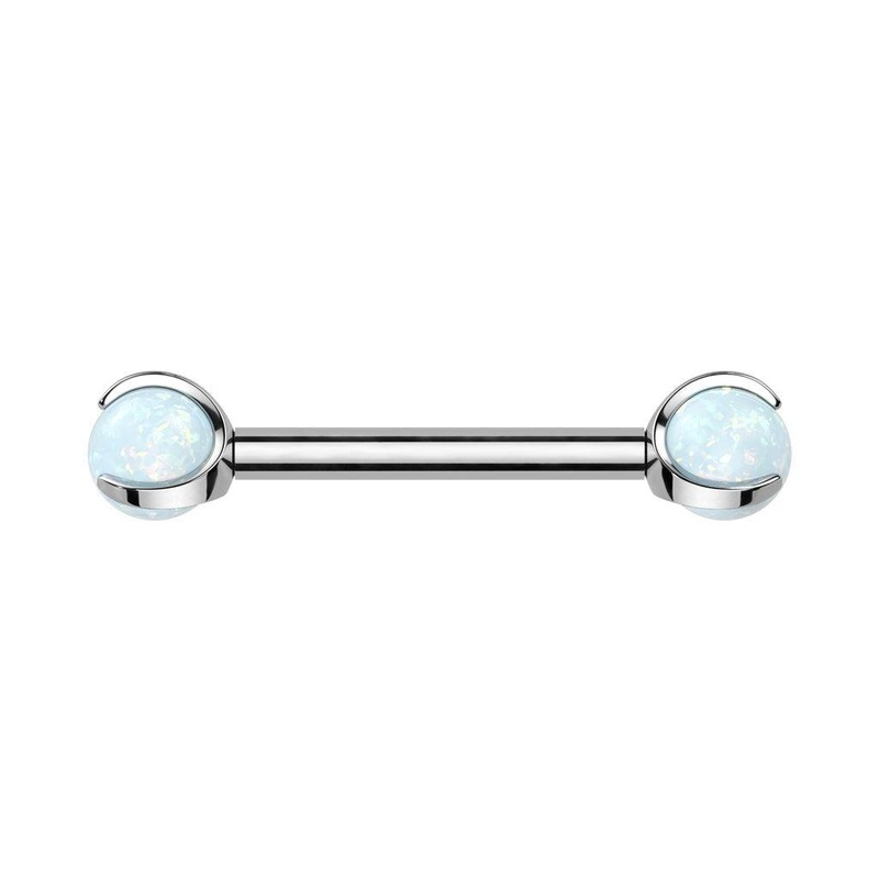 Titanium I.T. Opal Nipple Bar 14G