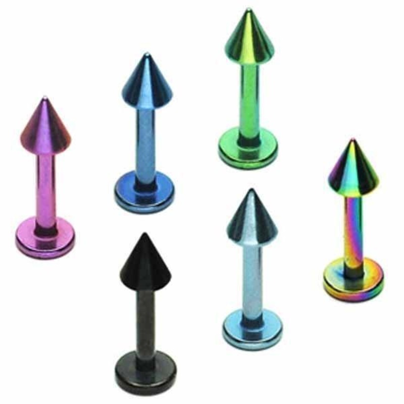 Titanium IP Spike Labret 16G 14G 16G 6mm Black