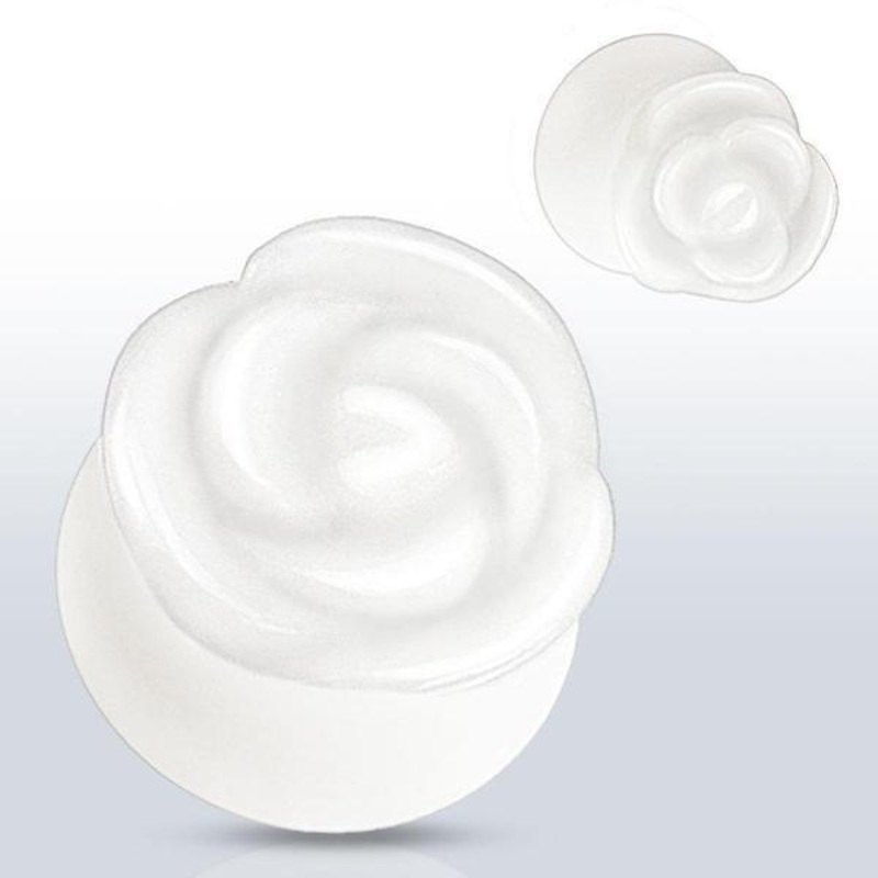 White Jade Stone Rose Plug 6mm-20mm 12mm(1/2″)