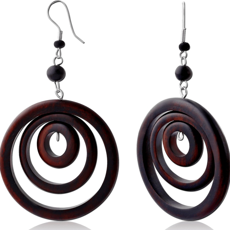 Wood Rings Earring Pair