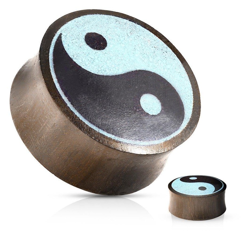 Yin Yang Turquoise and Sono Wood Plug 8mm(0G)
