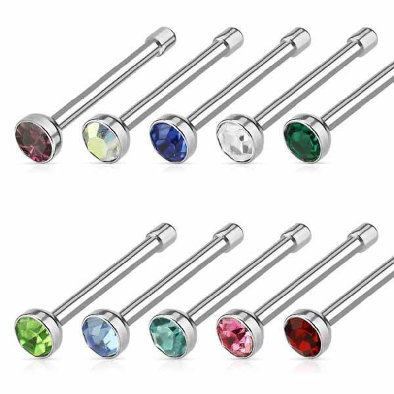 2mm Gem Nose Bone 22G 20G 18G 22G Clear