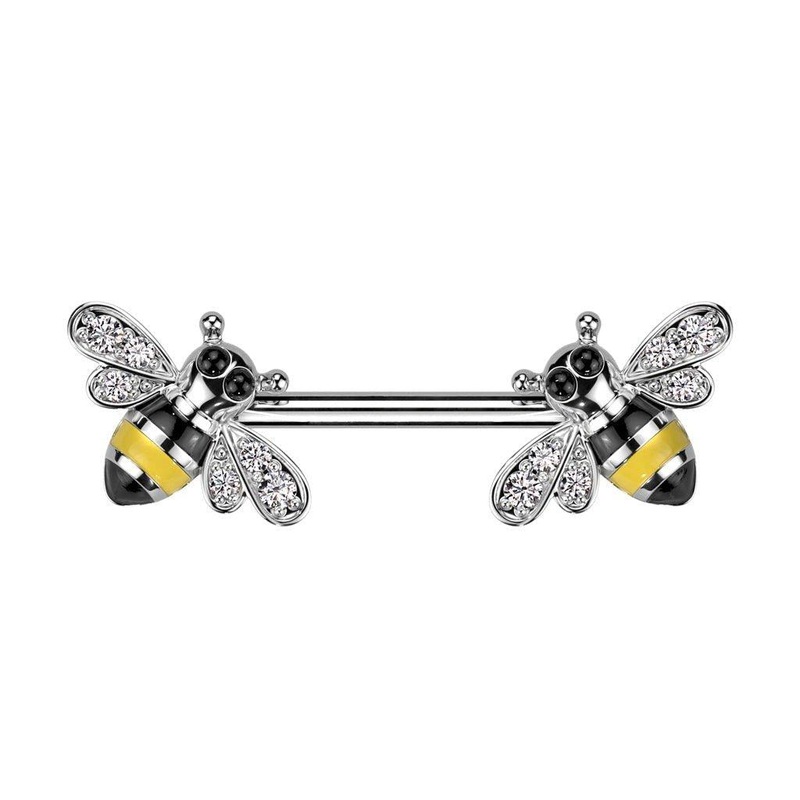 Bee Nipple Bar 14G (Single) Gold
