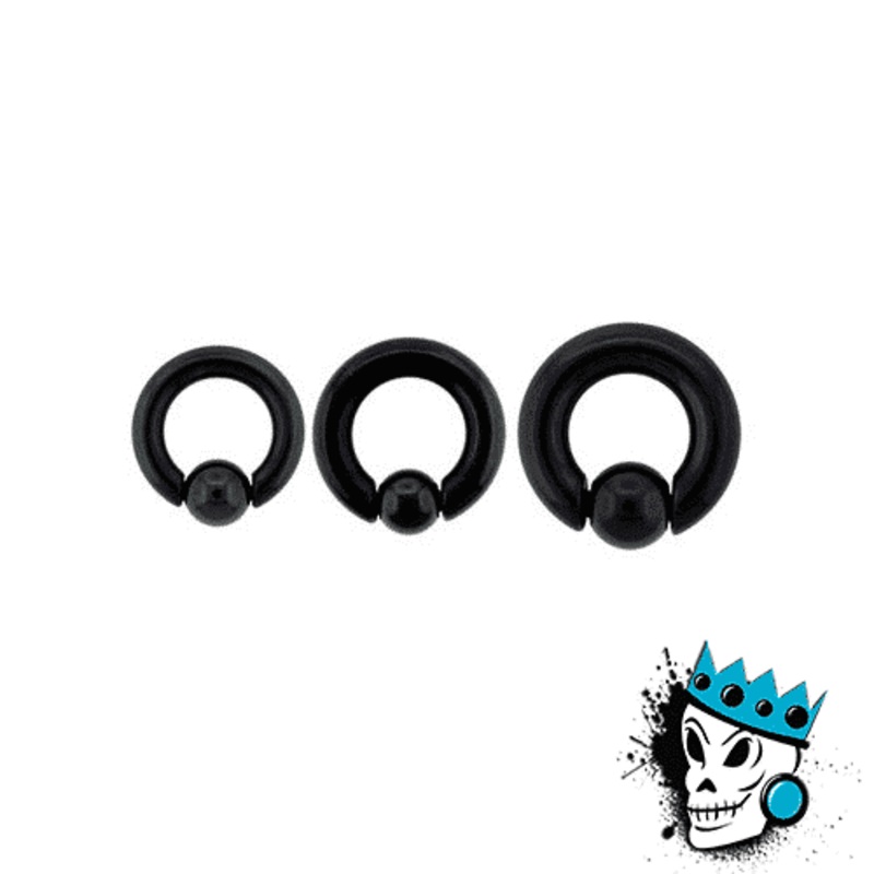 Black Steel Captive Bead Rings (18 gauge – 00 gauge) 18 g 5/16″