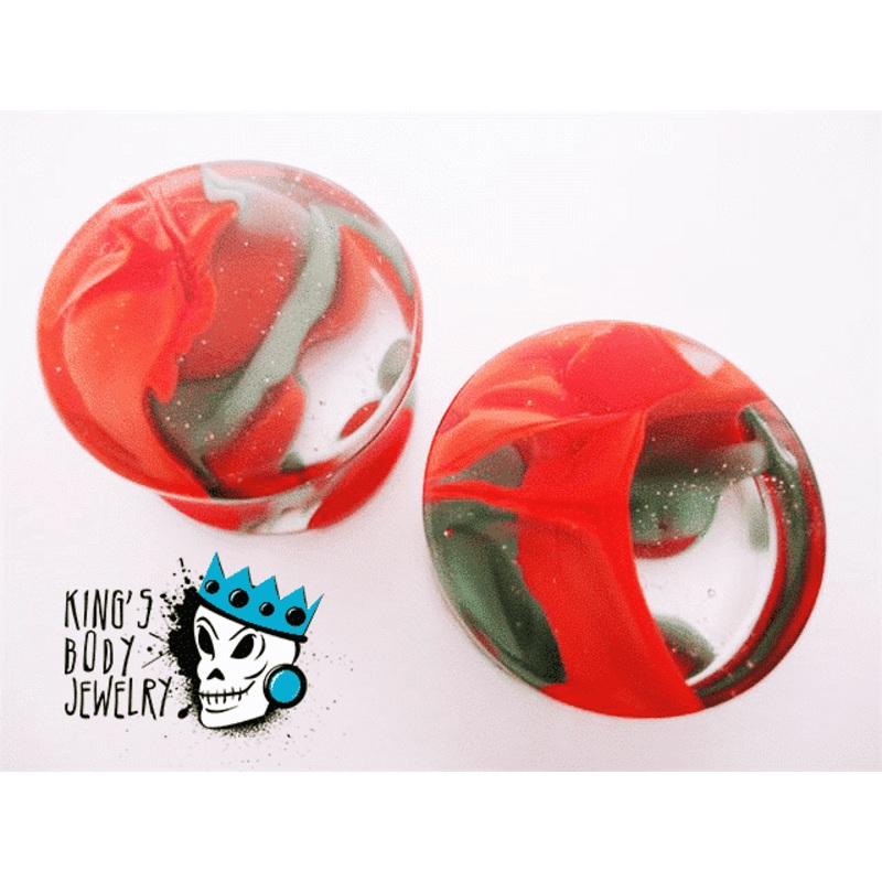 Gorilla Glass Green and Orange Power Plugs (0 gauge – 1 inch) 0 g