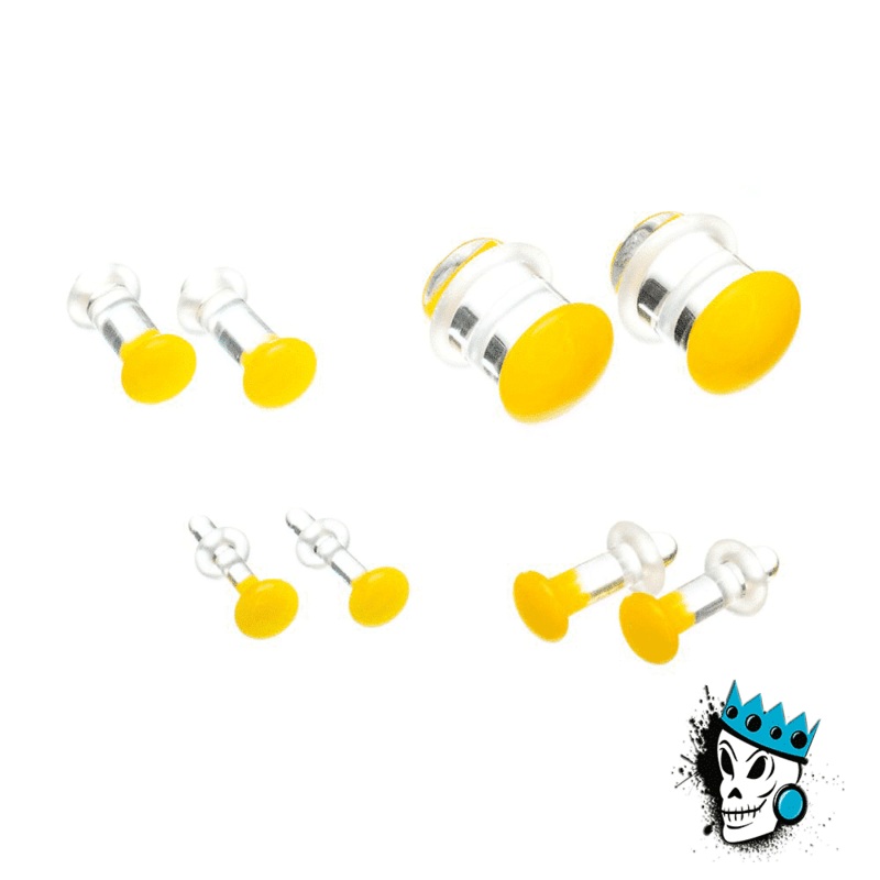 Gorilla Glass Yellow Color Front Single Flare Plugs (12 gauge – 1/2 inch) 12 g