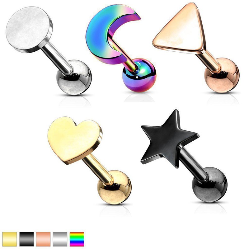 Logo End Cartilage Bar 16G Circle Black