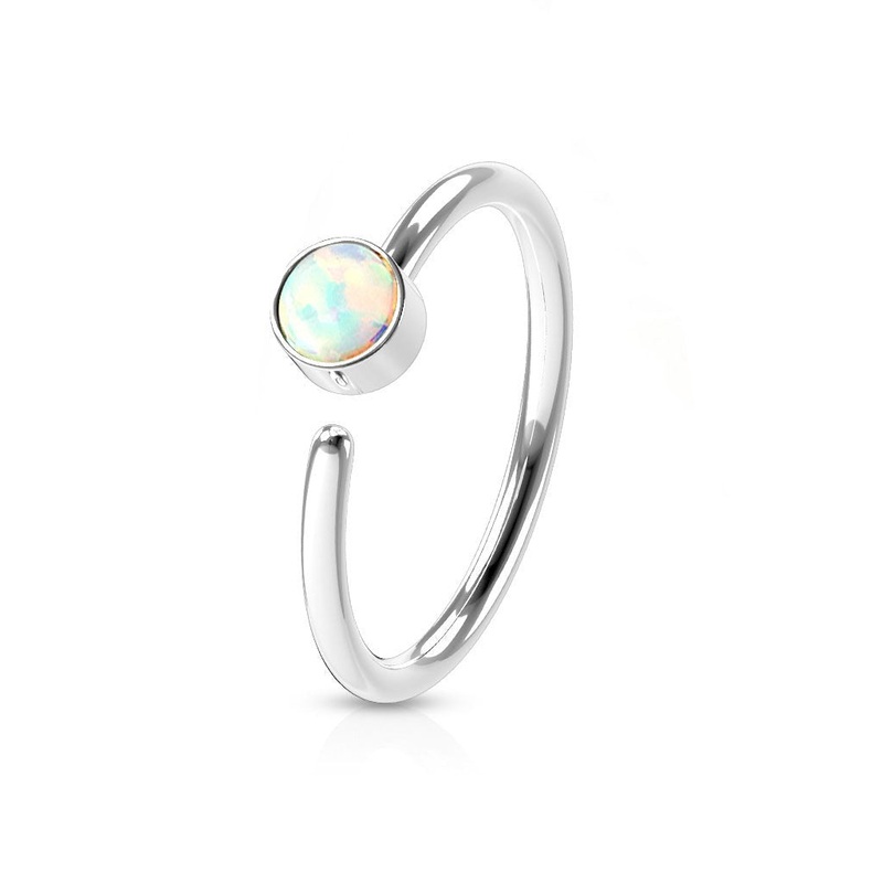 Opal Nose Ring 20G Black