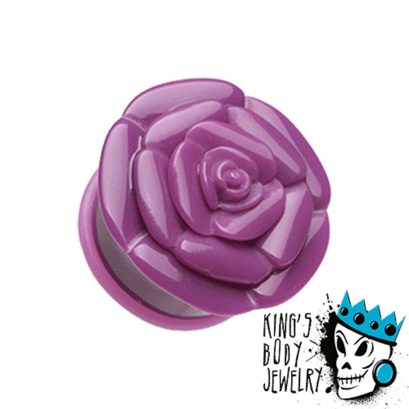 Purple Acrylic Rose Plugs (7/8 & 1 inch) 7/8 inch
