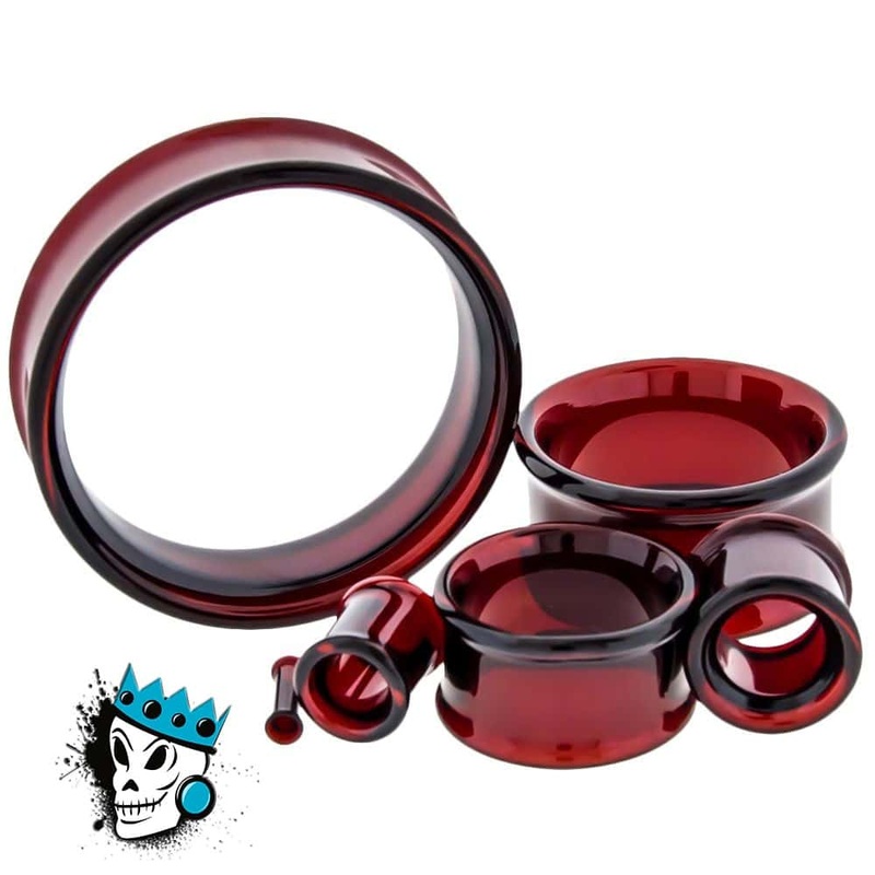 Red PYREX GLASS Tunnels  (8 gauge – 1 inch) 8 g