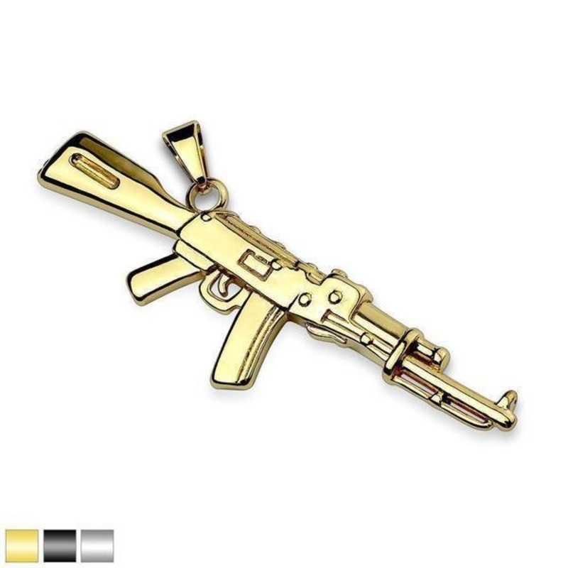 Rifle Stainless Steel Pendant Black