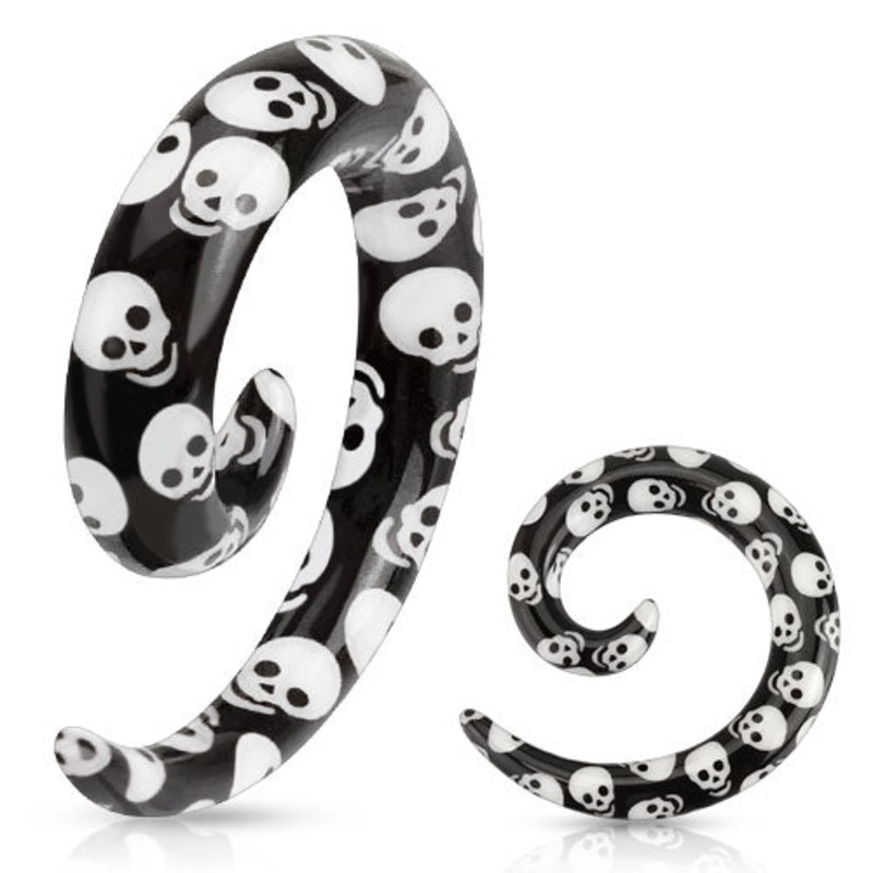 Skull Acrylic Spirals (8 gauge – 0 gauge) 8 g
